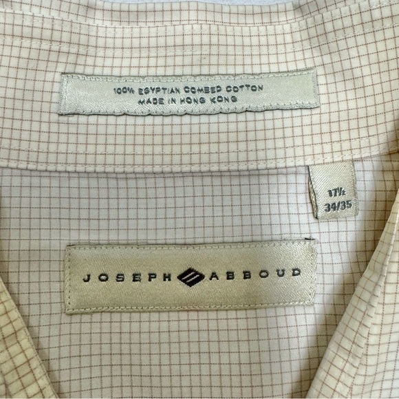 Joseph Abboud pale yellow pinstripe XL button shirt 17 1/2 34/36 - Picture 3 of 5